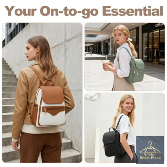 Mini Backpack Purse with RFID Wallet & Tablet Sleeve, Vegan Leather Daypack
